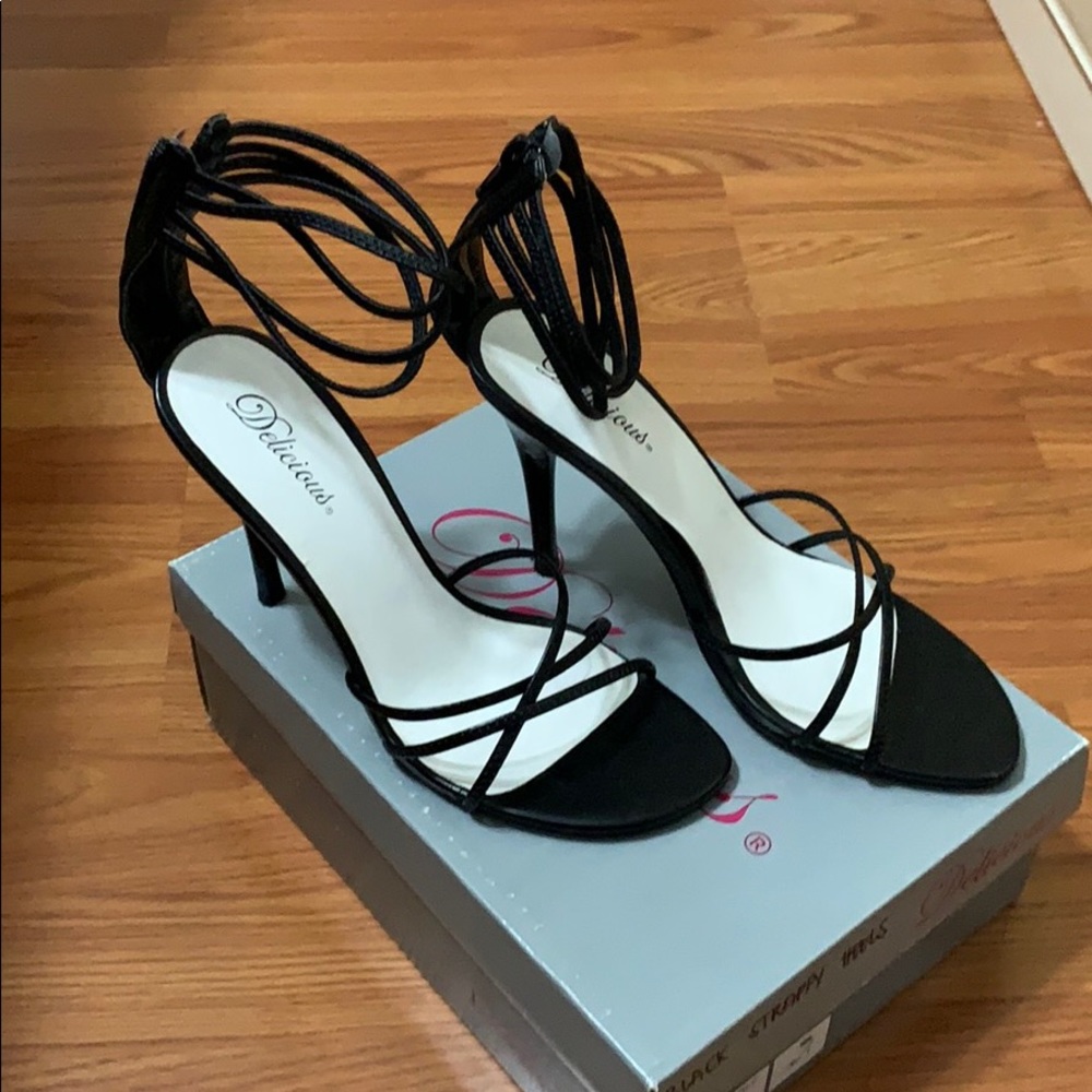 Black strappy heels